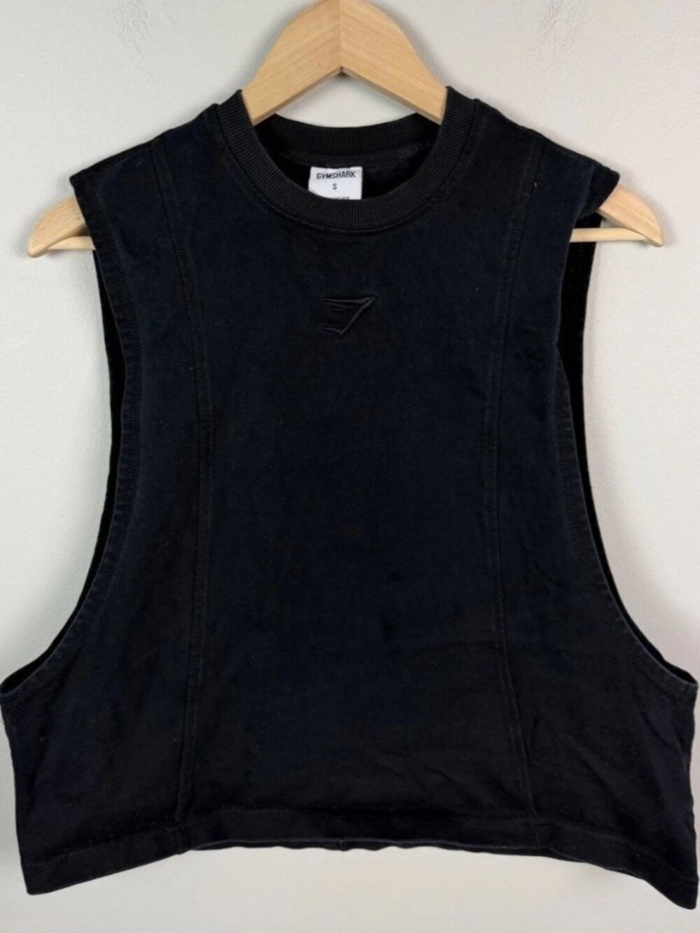 Gymshark Black Cropped Muscle Tank Top Active Size Small A5A5R Women’s